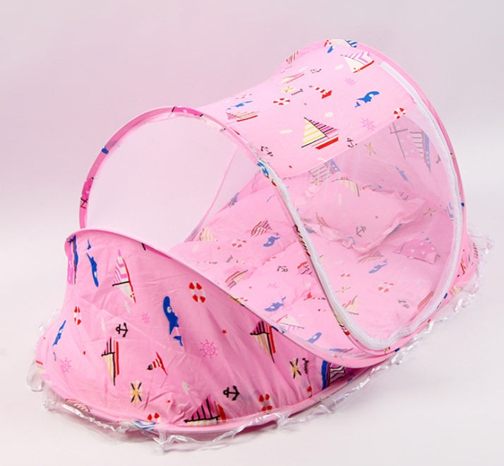 Foldable Baby Bed With Pillow & Net (2 items) - My Store